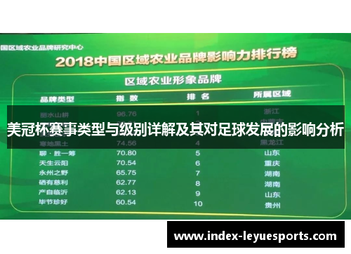 美冠杯赛事类型与级别详解及其对足球发展的影响分析 美冠杯赛事类型与级别详解及其对足球发展的影响分析
